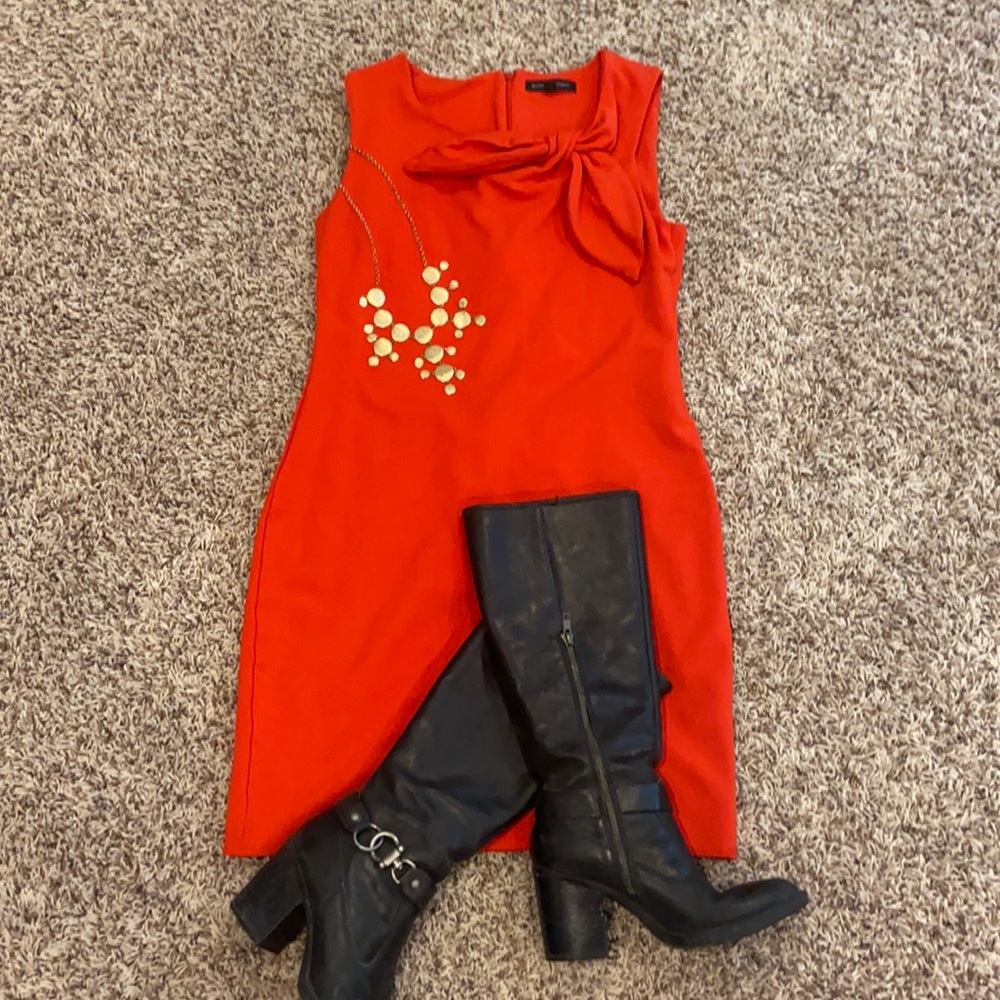 Red Banana Republic Shift Dress with Bow Size 10